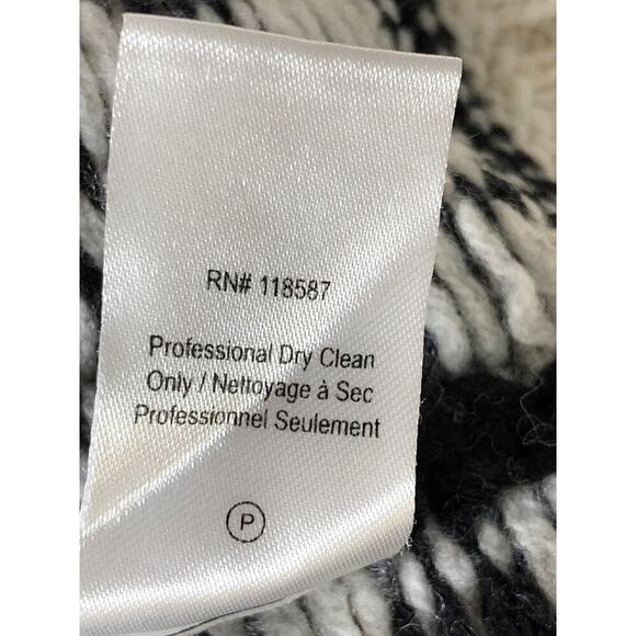 Jason Wu Graphic Sweater Geometric Chunky Knit Wool Oversized Top Black White M - Picture 8 of 10